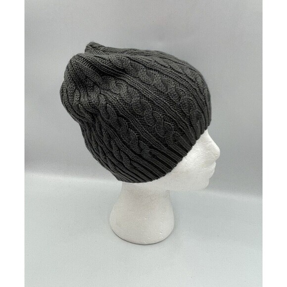 Cable Knit Beanie Womens Gray One Size Wool Acrylic - Picture 4 of 9
